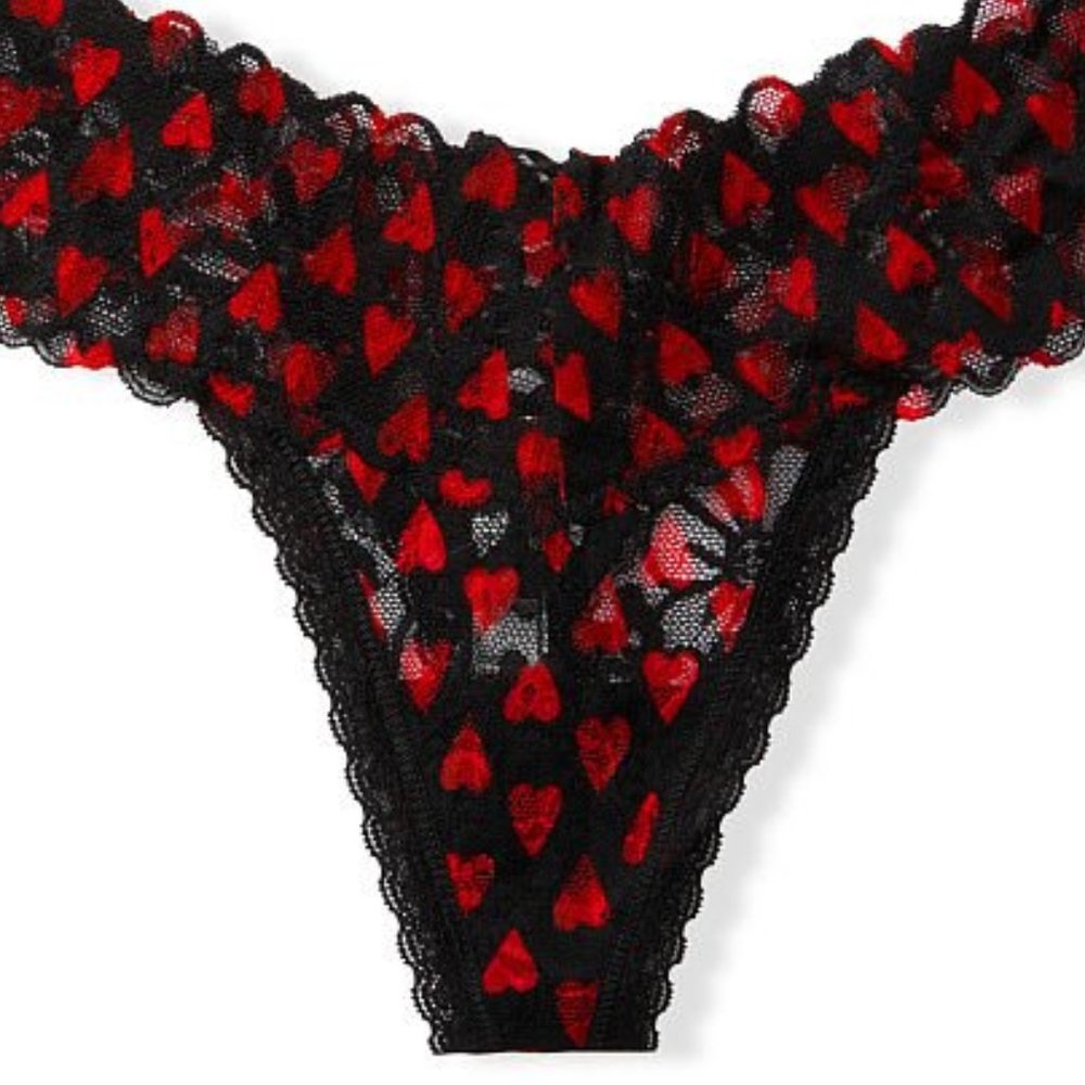 VS XS ❤️ Lace Thong w/Red Hearts NWT Victoria's Secret Gorgeous Romantic NEW - Picture 10 of 16